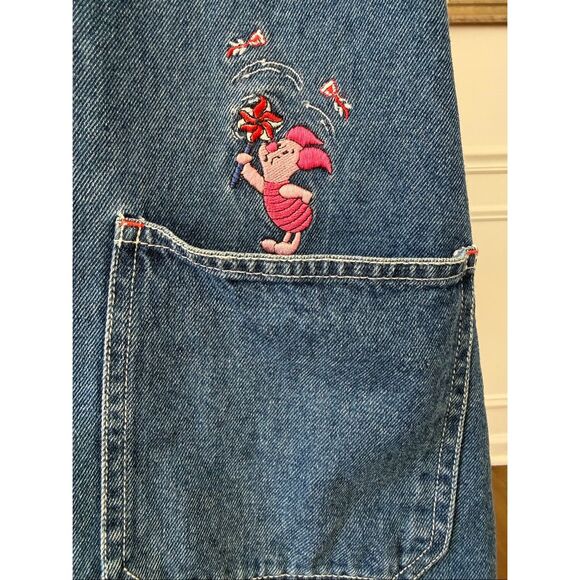 Vintage 90s Disney Winnie the Pooh Piglet Jerry Leigh Embroidered Denim Jumper X - Picture 5 of 9